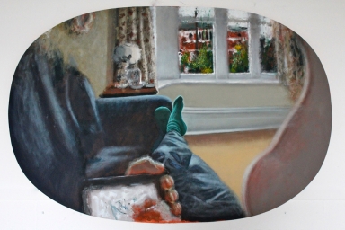 Self View with Feet After Mach, Oil on Canvas, 2012