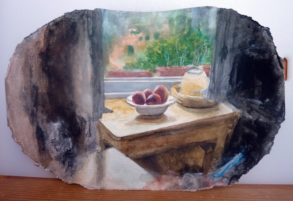 Still Life with Fruit, Gouache on Paper, 2013